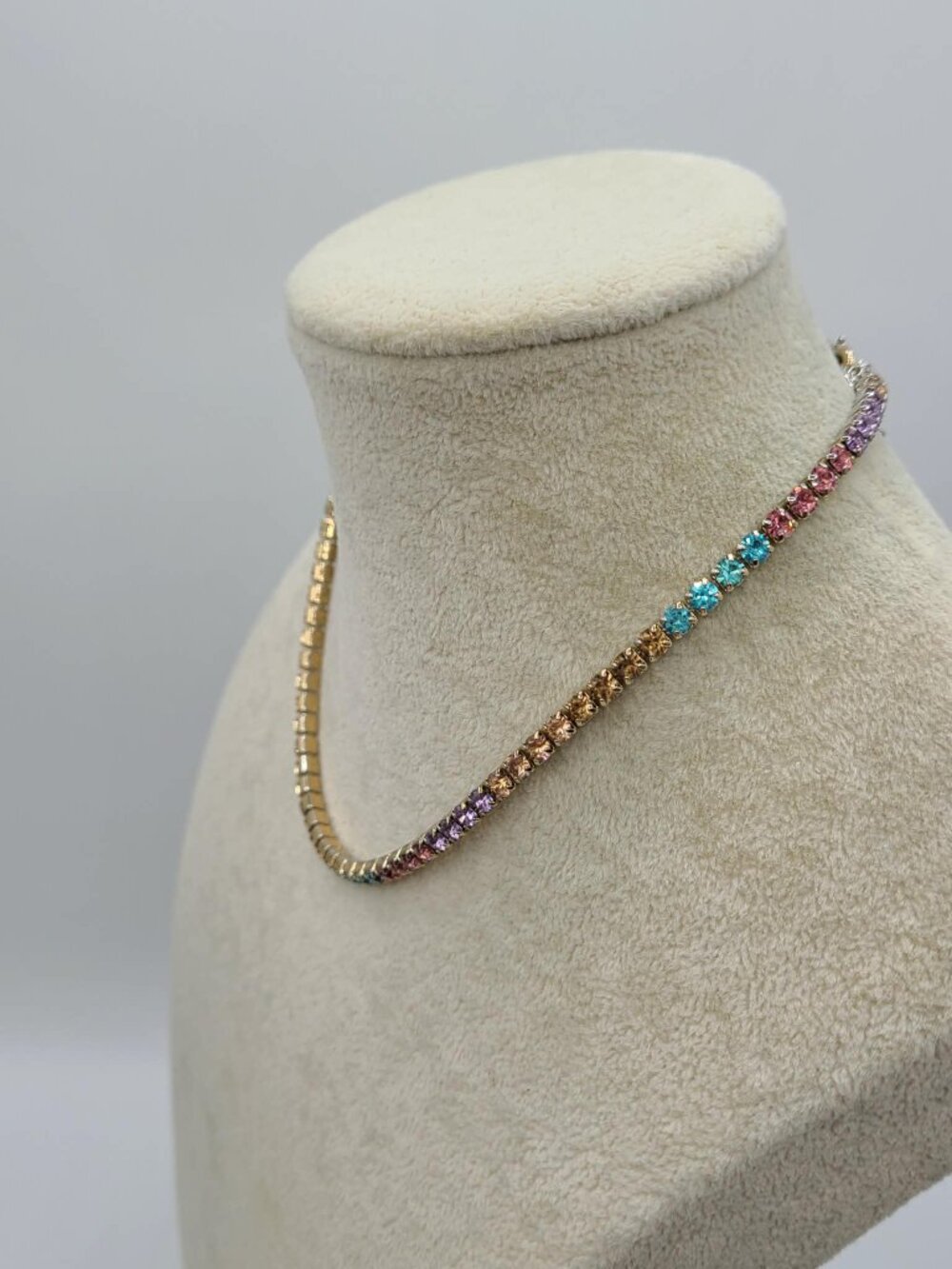J Crew Girls Rainbow Crystal Tennis Necklace - Picture 2 of 13